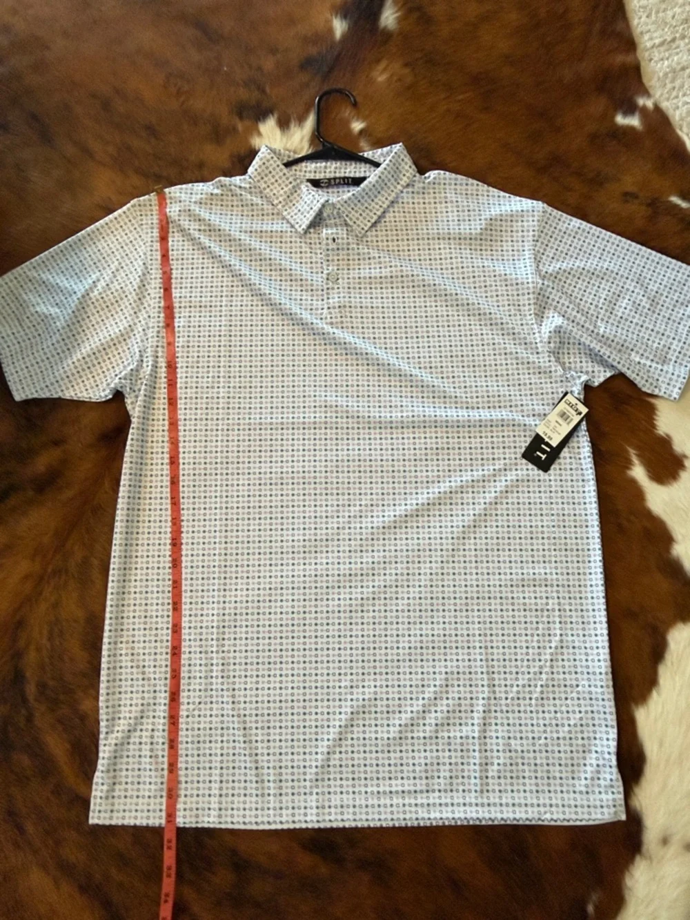 split White Polo with Blue & Red Micro Pattern - Picture 5 of 8